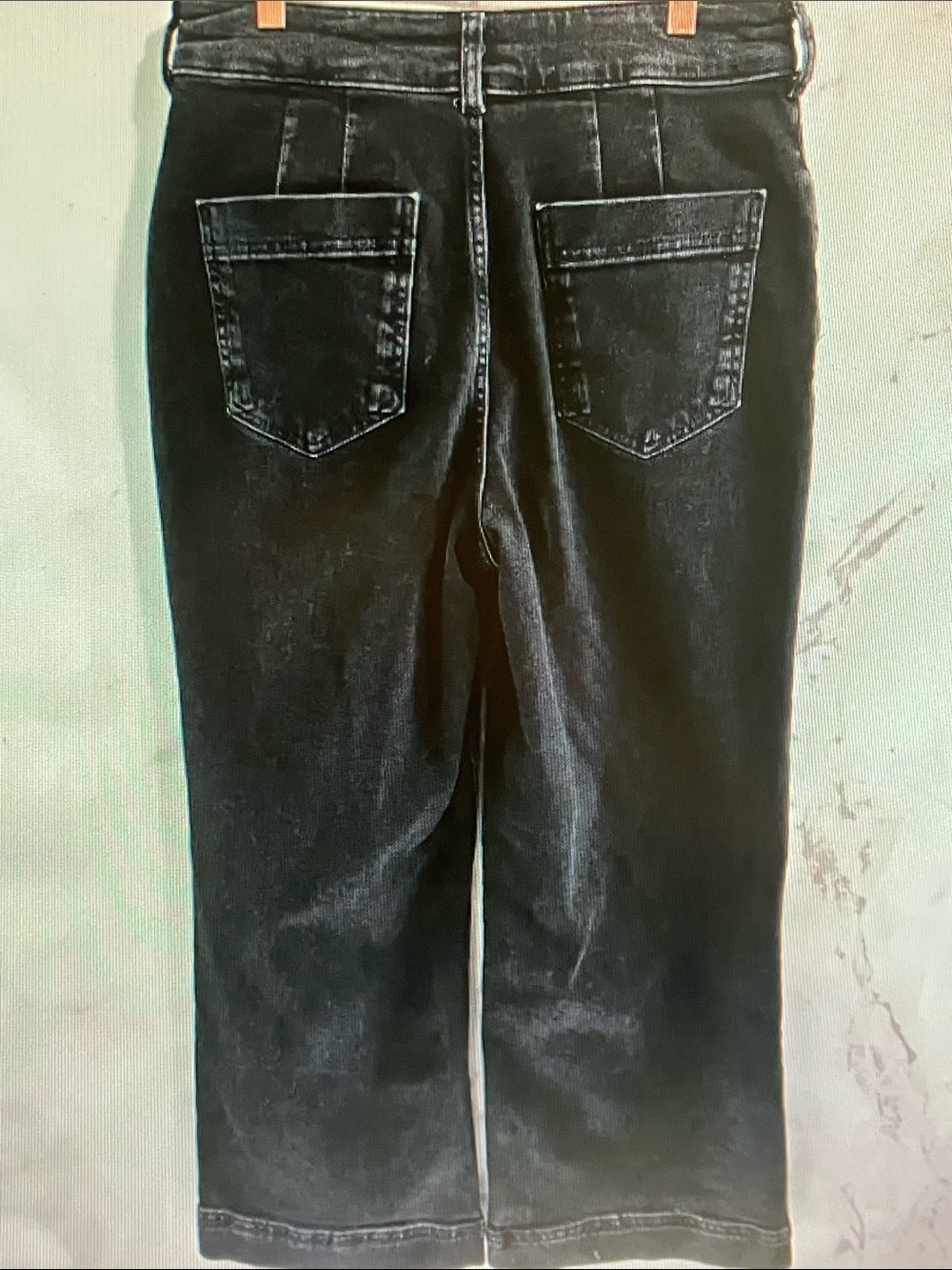 Anthropologie Black Washed Straight-Leg Jeans
